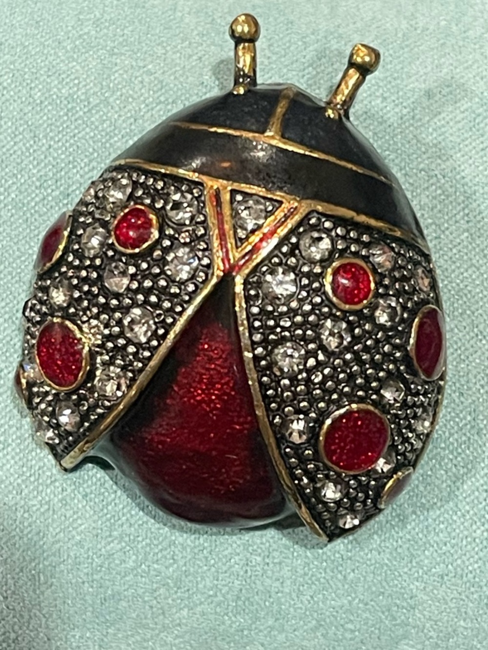 Ladybug Brooch Pin in Red and Gold